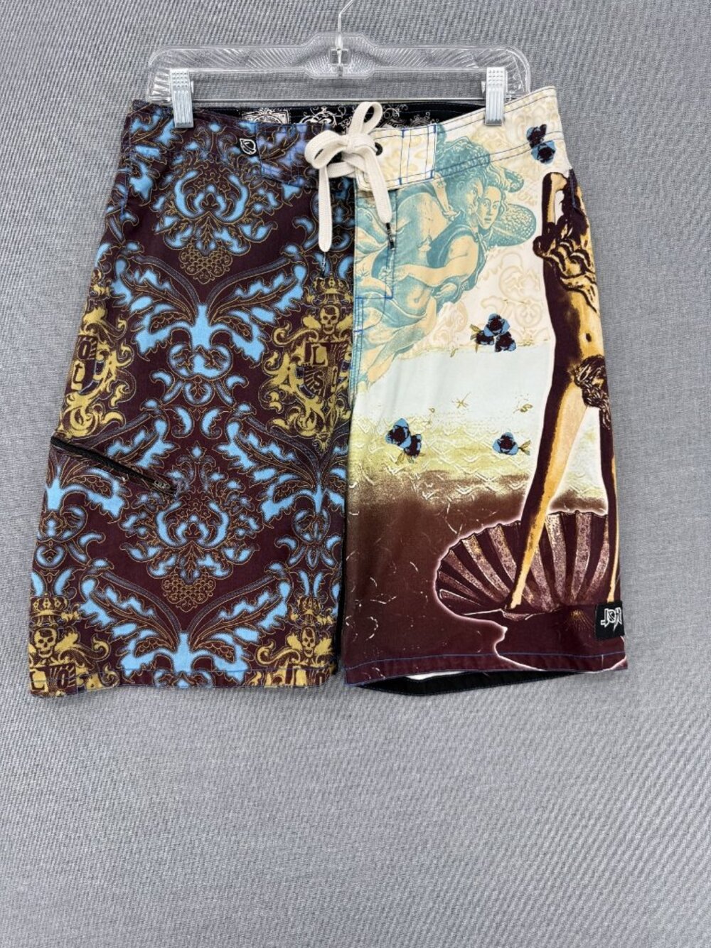 Vtg Lost Mayhem Bikini Girl Beach Board Shorts Mens 32 9" Swim Trunks Grunge Y2K
